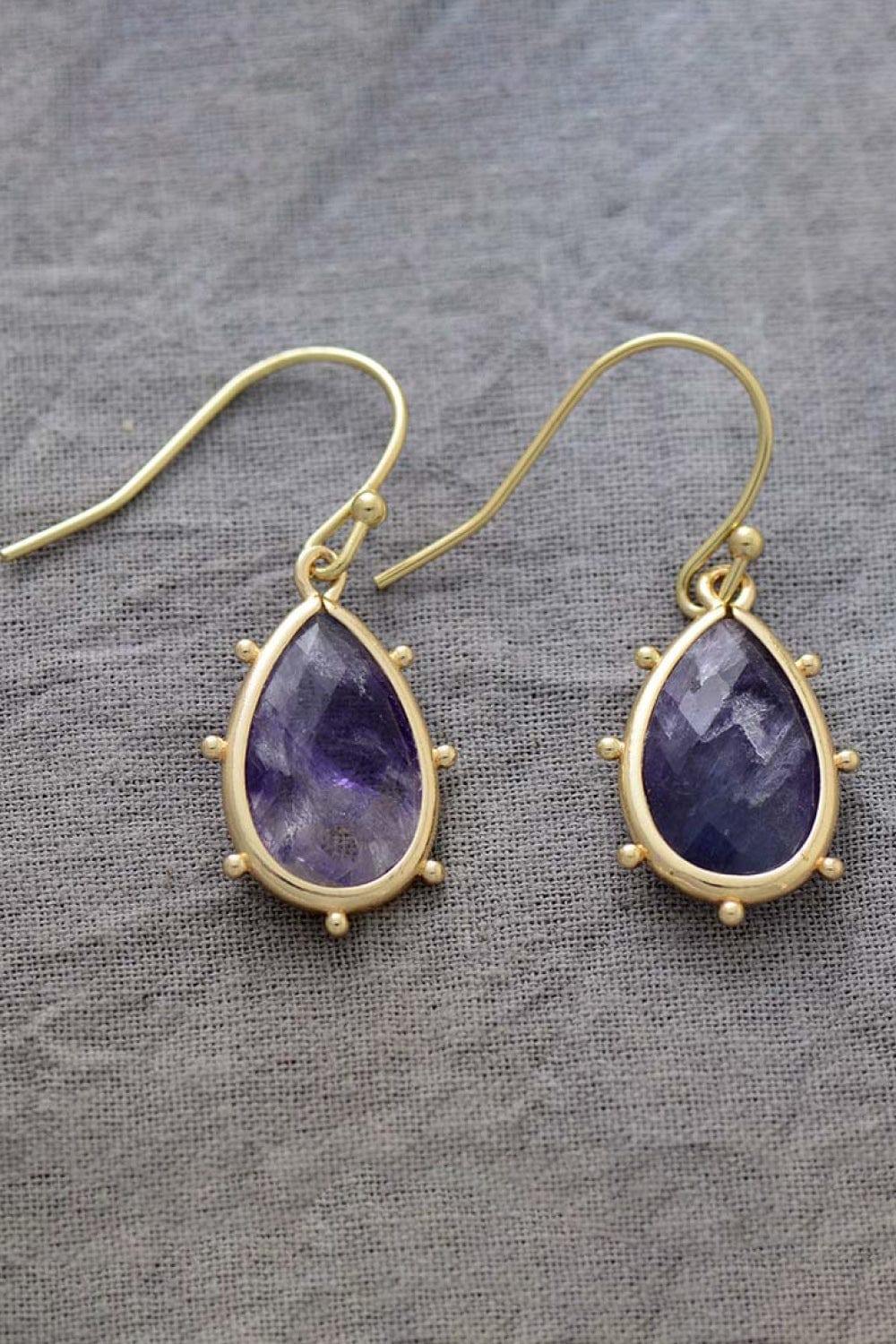 Natural Stone Teardrop Earrings - Trendsi
