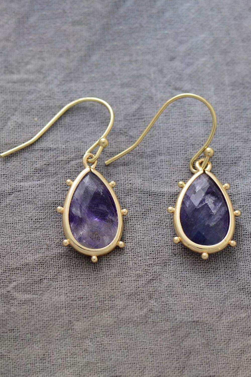 Natural Stone Teardrop Earrings - Trendsi - Flyclothing LLC