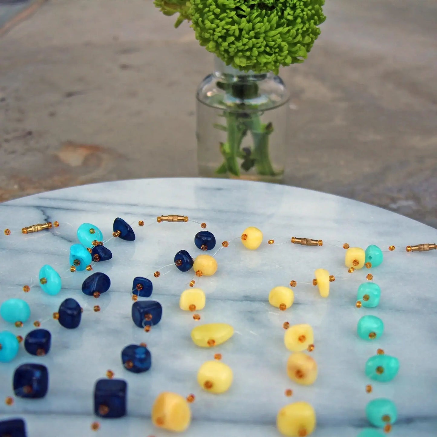 Floating Stone & Maasai Bead Necklace, Navy - Jedando - Flyclothing LLC