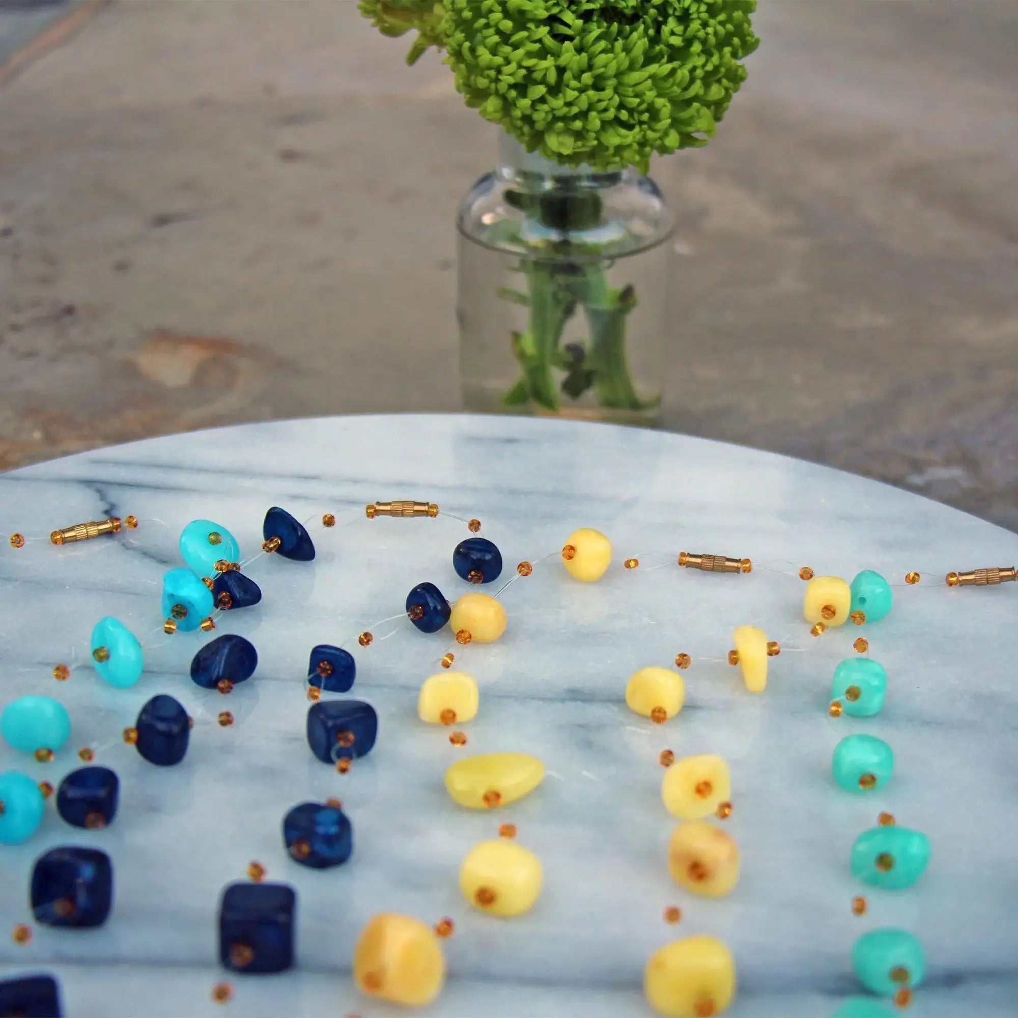 Floating Stone & Maasai Bead Necklace, Navy - Jedando - Flyclothing LLC