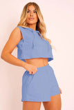 Hooded Crop Top & Pocketed Shorts Set - Trendsi