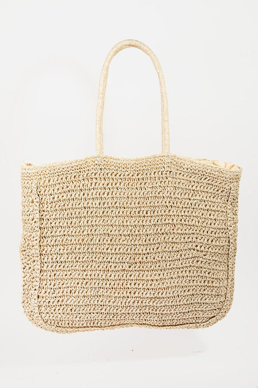 Fame Flower Braided Tote Bag - Trendsi