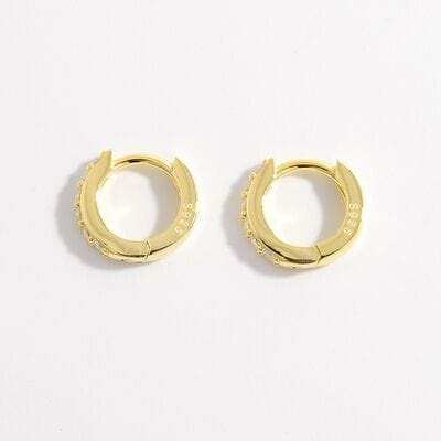925 Sterling Silver Inlaid Zircon Huggie Earrings - Trendsi - Flyclothing LLC