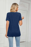 Decorative Button V-Neck Tee - Trendsi - Flyclothing LLC