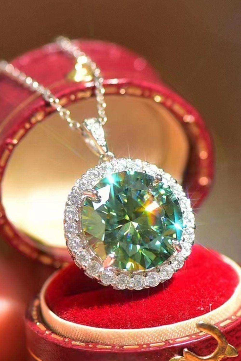 10 Carat Moissanite Pendant Platinum-Plated Necklace - Trendsi - Flyclothing LLC