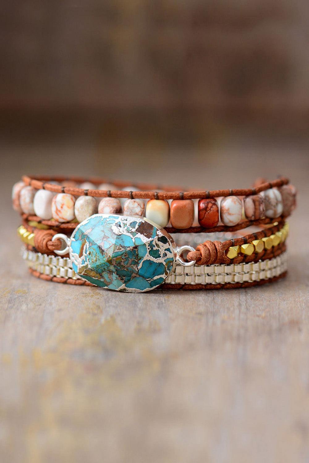Handmade Natural Stone Copper Bracelet - Trendsi