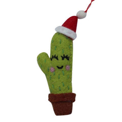 Santa Hat Cactus Felt Ornament - Global Groove (H) - Flyclothing LLC