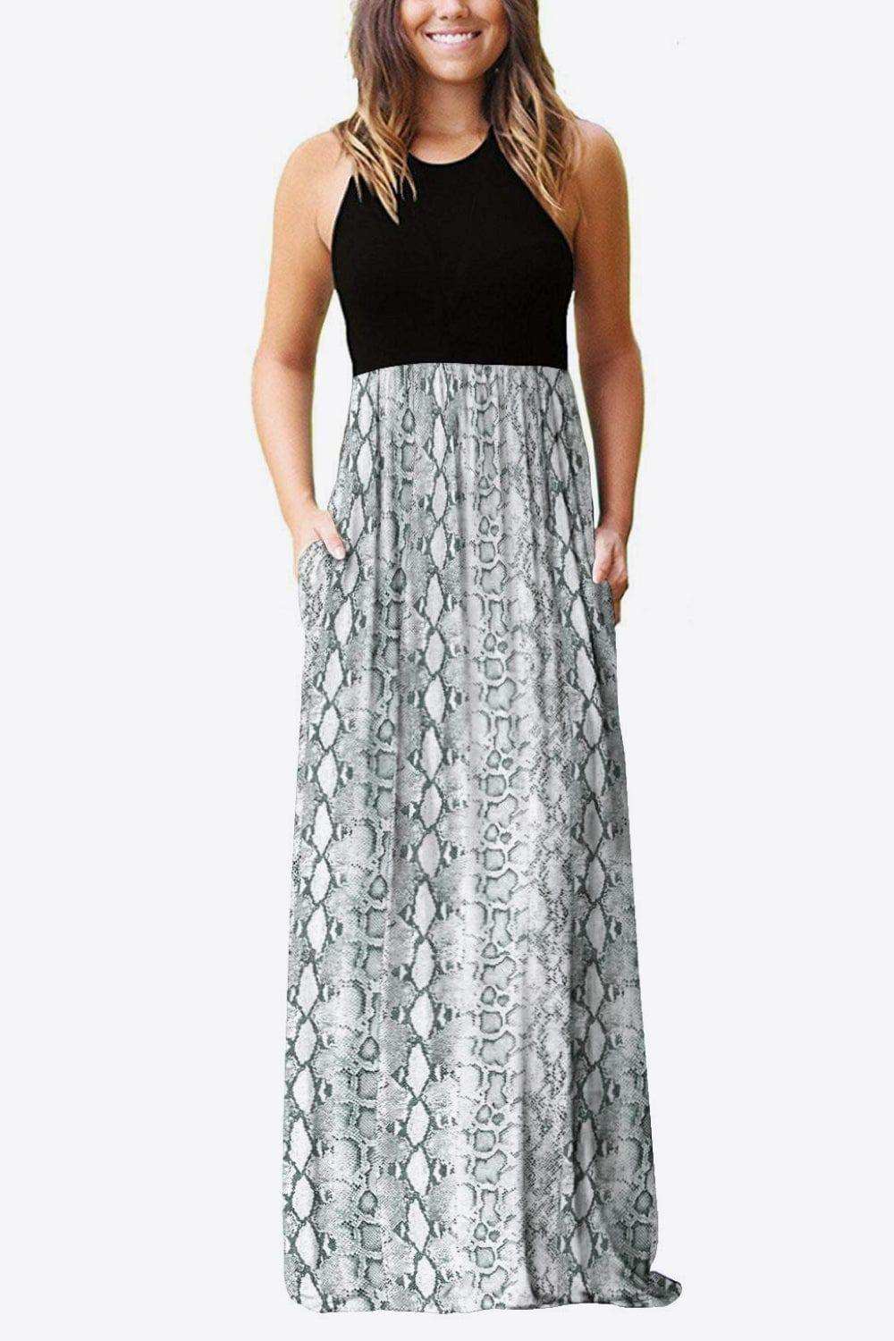 Empire Waist Sleeveless Dress with Pockets - Trendsi - Flyclothing LLC