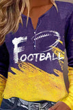 FOOTBALL Graphic Notched Neck Long Sleeve T-Shirt - Trendsi - Flyclothing LLC