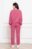 Round Neck Long Sleeve Sweatshirt and Pants Set - Trendsi