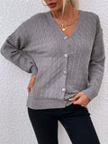 Openwork Button Up Dropped Shoulder Cardigan - Trendsi