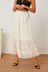 Ruched High Waist Tiered Skirt - Trendsi - Flyclothing LLC