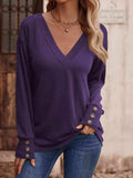 V-Neck Long Sleeve Top - Trendsi - Flyclothing LLC