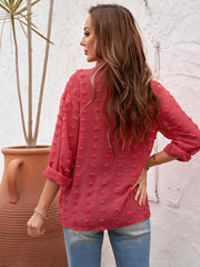 Swiss Dot Drop Shoulder Shirt - Flyclothing LLC