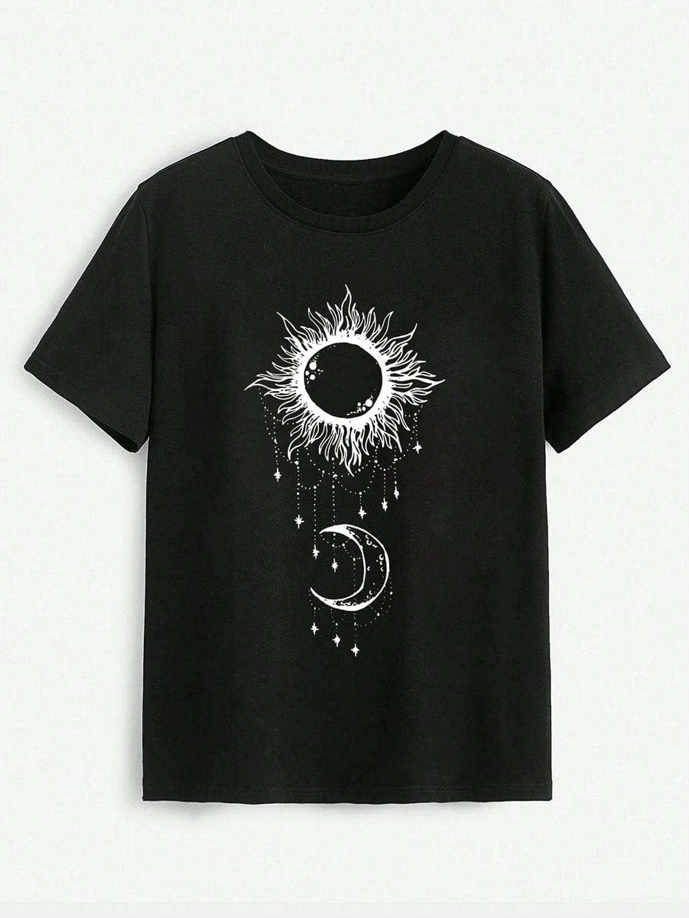 Sun & Moon Graphic Round Neck T-Shirt - Trendsi - Flyclothing LLC