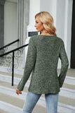 Buttoned Long Sleeve Slit Top - Trendsi - Flyclothing LLC