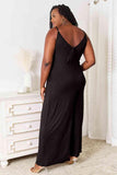 Double Take Full Size Soft Rayon Spaghetti Strap Tied Wide Leg Jumpsuit - Trendsi