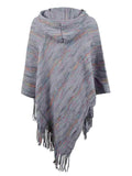 Fringe Hem Hooded Poncho - Trendsi - Flyclothing LLC