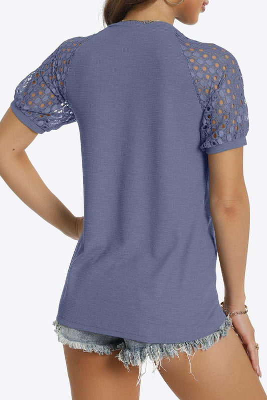 Short Sleeve V-Neck Tee - Trendsi - Flyclothing LLC