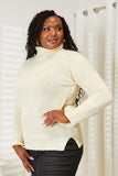 Heimish Full Size Long Sleeve Turtleneck Sweater with Side Slit - Trendsi