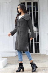 Pocketed Button Up Collared Neck Cardigan - Trendsi