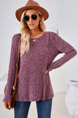 Round Neck Long Sleeve T-Shirt - Trendsi - Flyclothing LLC