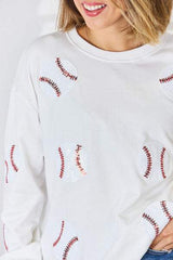 Sequin Ball Round Neck Dropped Shoulder Sweatshirt - Trendsi - Flyclothing LLC