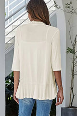 Open Front Ruffle Trim Cardigan - Trendsi - Flyclothing LLC