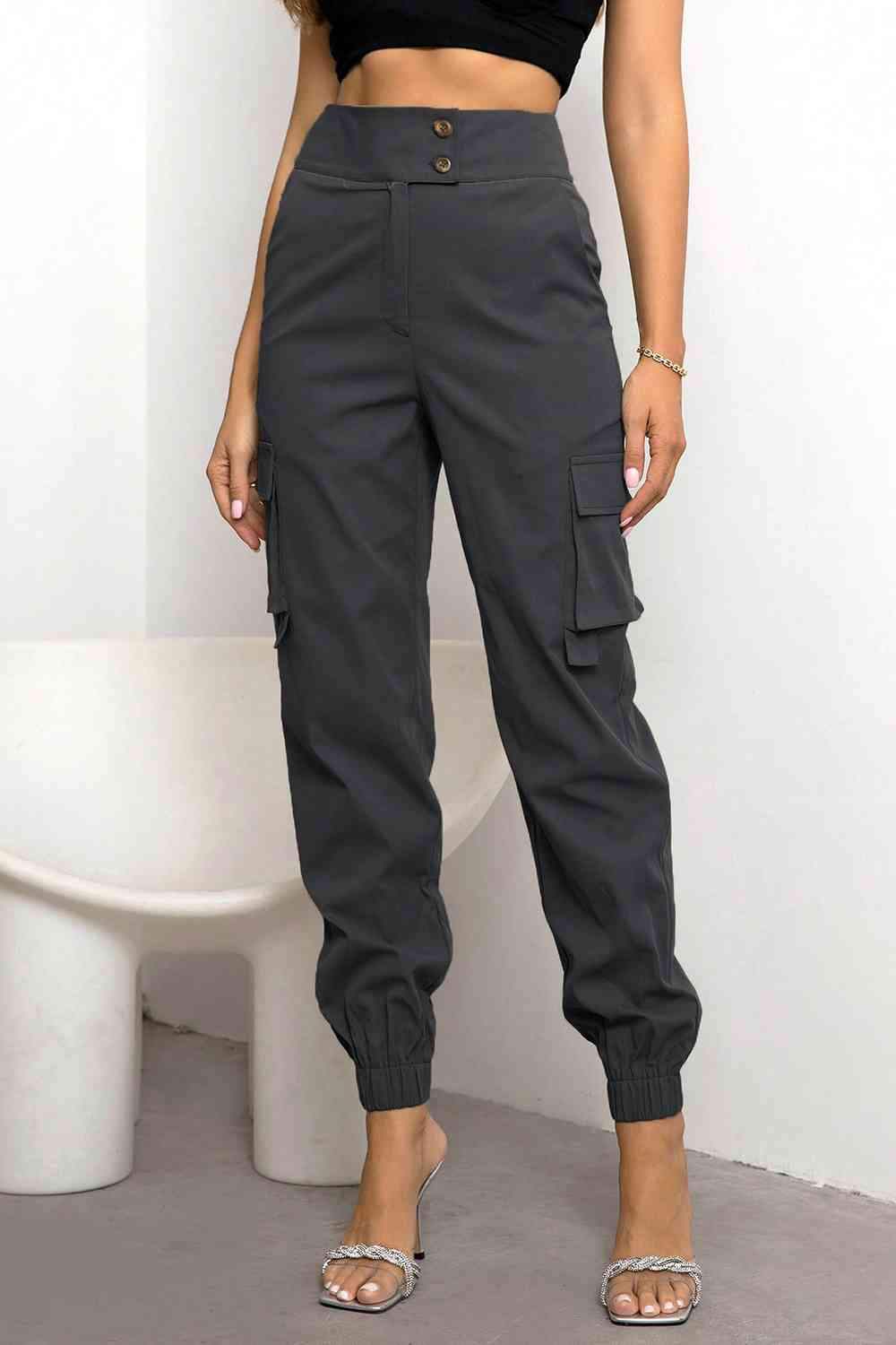 High Waist Cargo Pants - Trendsi - Flyclothing LLC
