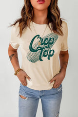 Corn Letter Graphic Cuffed Tee - Trendsi - Flyclothing LLC