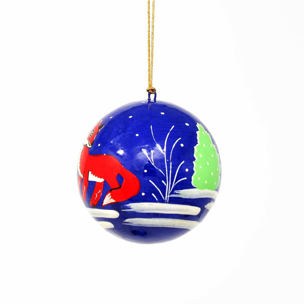 Handpainted Fox & Bird Ornaments, Set of 2 - Asha Handicrafts - Flyclothing LLC