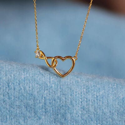 Heart Shape Zircon 18K Gold-Plated Necklace - Trendsi
