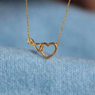 Heart Shape Zircon 18K Gold-Plated Necklace - Trendsi - Flyclothing LLC