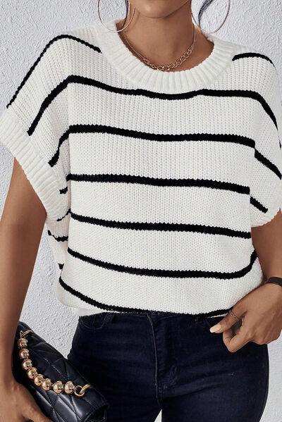 Striped Round Neck Sweater Vest - Trendsi - Flyclothing LLC