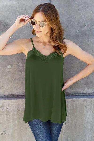 Basic Bae Full Size Lace Trim V-Neck Cami - Trendsi - Flyclothing LLC