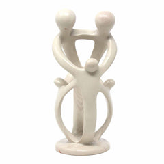 Natural 10-inch Tall Soapstone Family Sculpture - 2 Parents 3 Children - Smolart - Smolart