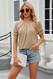 Round Neck Flounce Sleeve T-Shirt - Trendsi