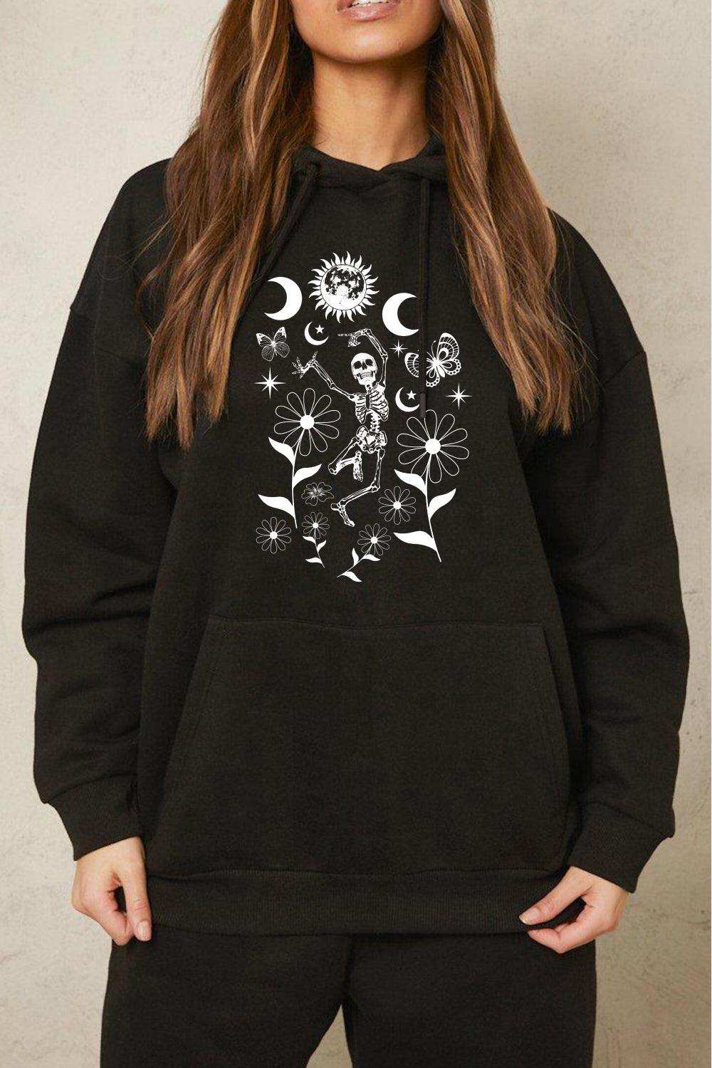 Simply Love Full Size Dancing Skeleton Graphic Hoodie - Trendsi