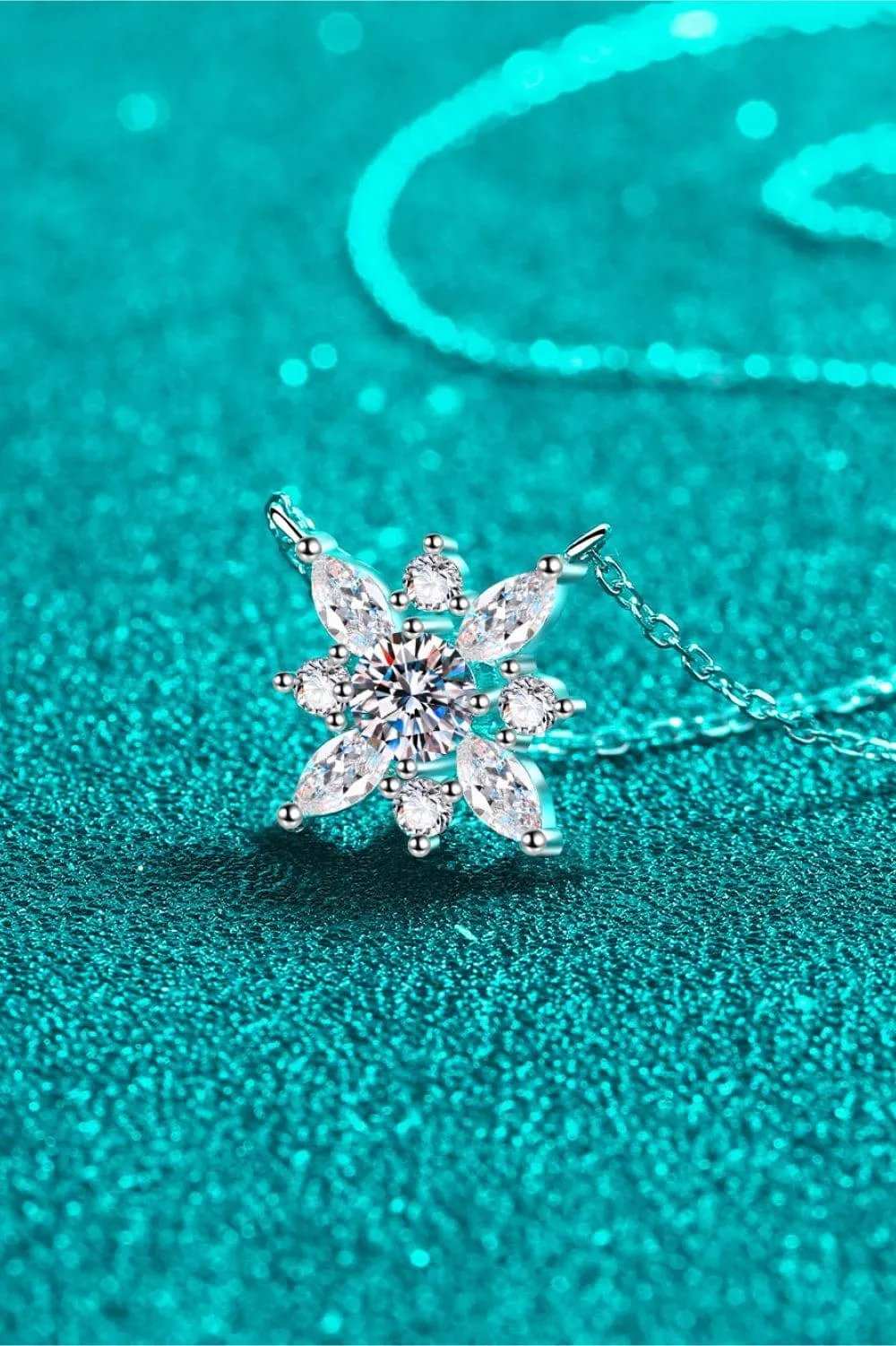 Moissanite Rhodium-Plated Necklace - Trendsi - Flyclothing LLC