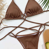 Halter Neck Crisscross Ribbed Bikini Set - Trendsi - Flyclothing LLC