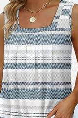 Printed Square Neck Curved Hem Tank - Trendsi
