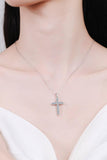 925 Sterling Silver Cross Moissanite Necklace - Trendsi