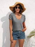 Spliced Lace Cold-Shoulder Blouse - Trendsi