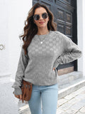 Round Neck Dropped Shoulder Sweater - Trendsi