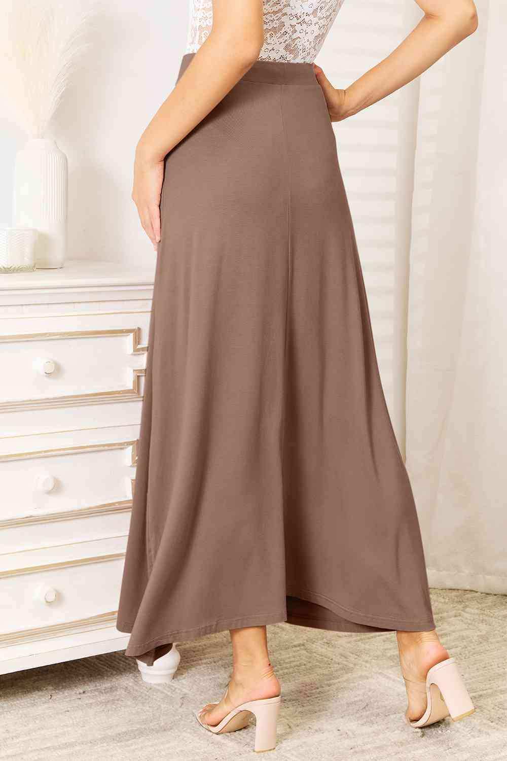 Double Take Full Size Soft Rayon Drawstring Waist Maxi Skirt Rayon - Trendsi - Flyclothing LLC