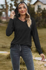 Drawstring Dropped Shoulder Hooded T-Shirt - Trendsi - Flyclothing LLC
