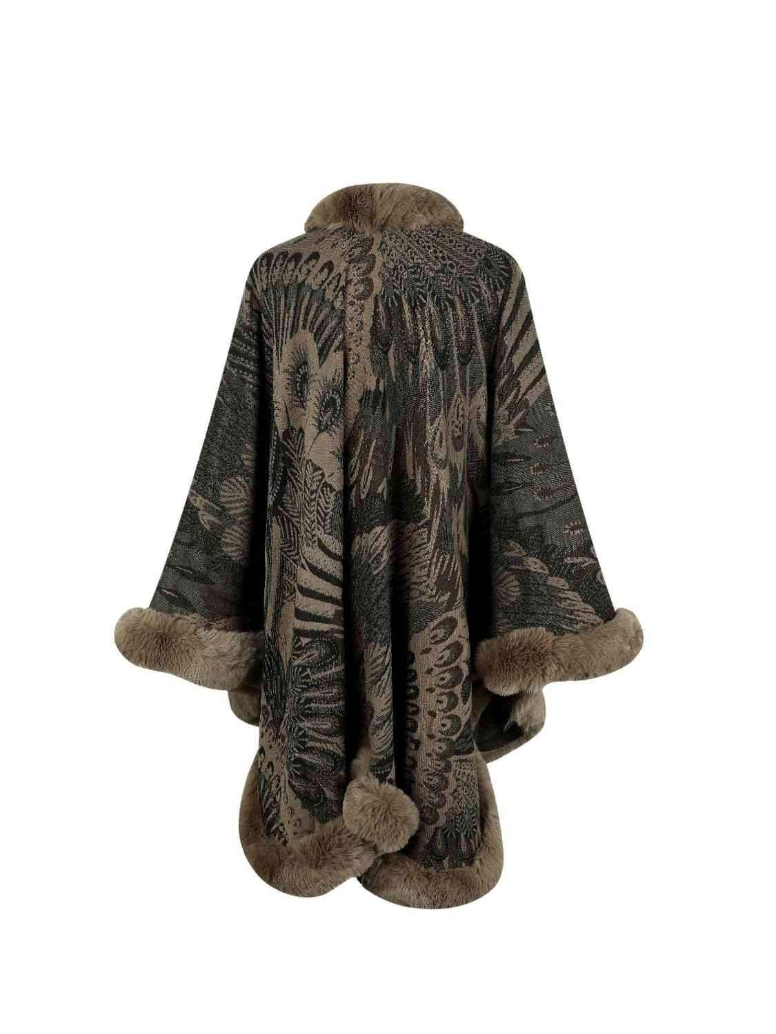 Printed Open Front Poncho - Trendsi - Flyclothing LLC