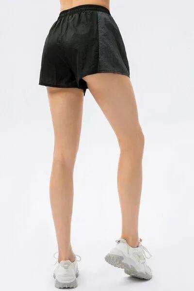 Color Block Drawstring Active Shorts - Trendsi - Flyclothing LLC