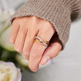 Crisscross Gold-Plated 925 Sterling Silver Ring - Trendsi