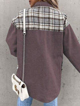 Plaid Button Up Dropped Shoulder Jacket - Trendsi - Flyclothing LLC